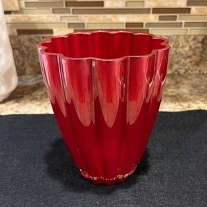 Teleflora Red Ribbed Vase Made in Poland